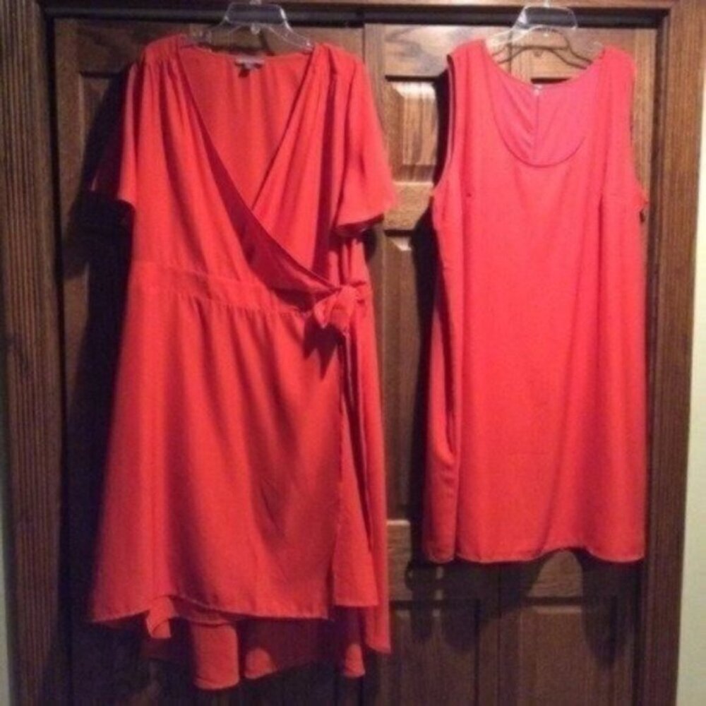 NWOT Jessica London 2-Piece Dress - Solid Red - Size 12W - Picture 3 of 7